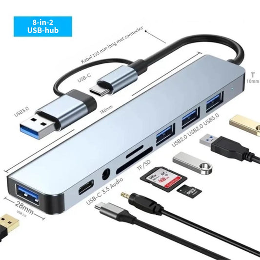 8-in-2 USB-hub