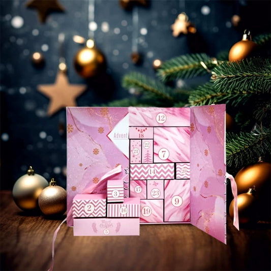 24 Dagen vol verrassingen — Roze marmeren adventskalender 2025